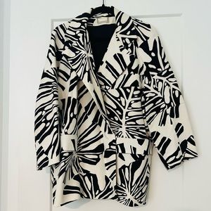 DVF oversized blazer with black and white palm print